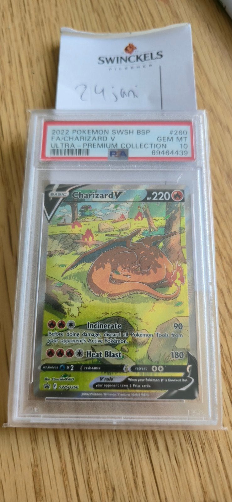 Charizard V SWSH260 PSA 10, Ophalen of Verzenden, Zo goed als nieuw, Losse kaart, Foil