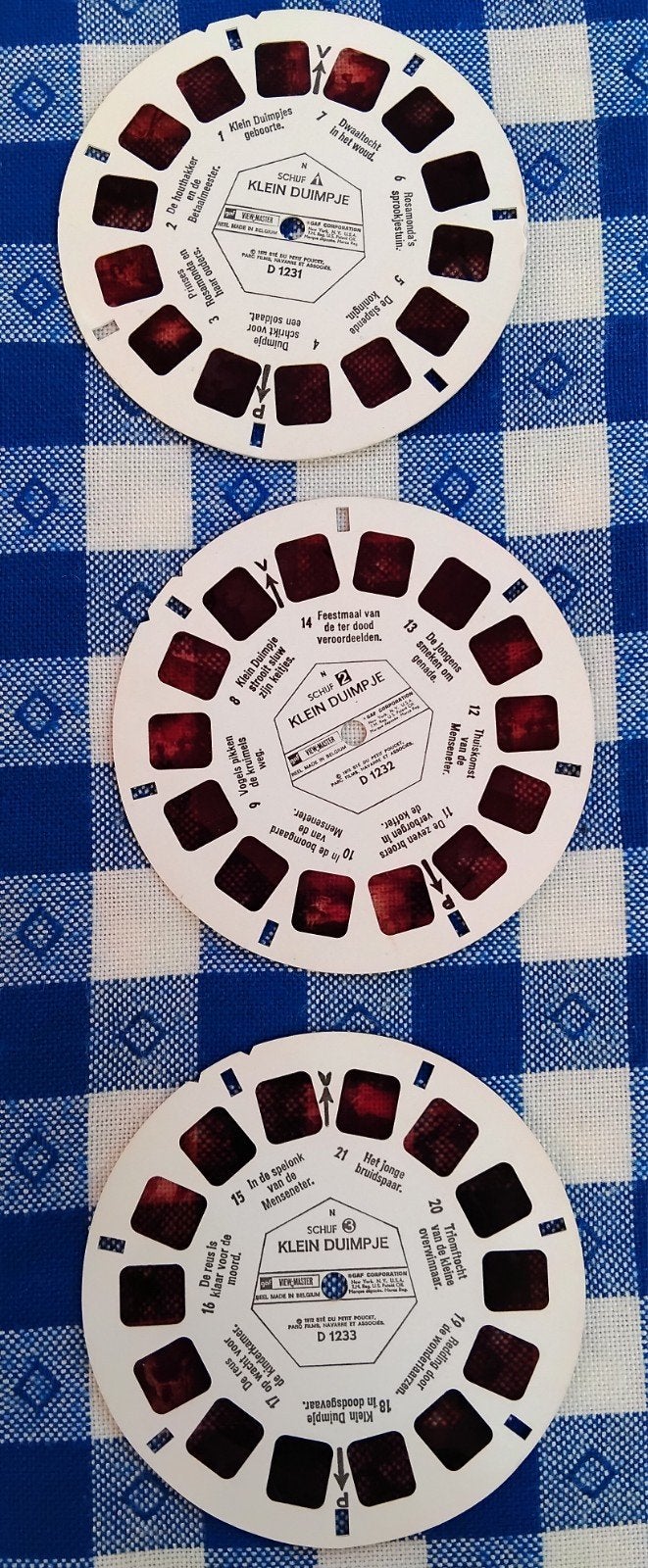 View-Master schijfjes Klein Duimpje D1231, 32, 33 - 1972 -, Ophalen of Verzenden, Gebruikt