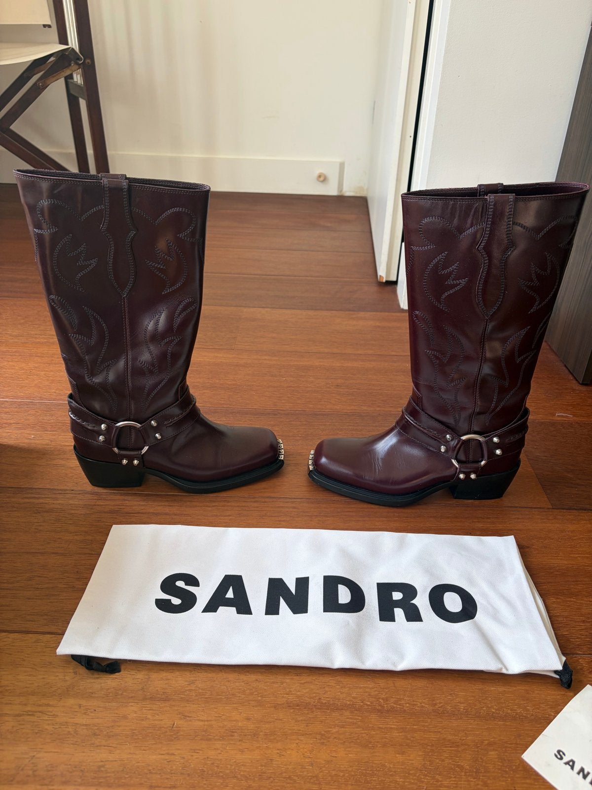 Sandro Bordeaux Leren Western Laarzen Maat 37, Kleding | Dames, Schoenen, Hoge laarzen, Ophalen of Verzenden, Zo goed als nieuw