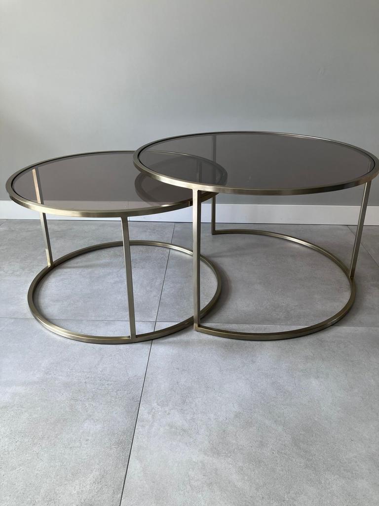 Set salontafels met glasplaat, in elkaar te schuiven, Ophalen, Rond, 50 tot 100 cm, Minder dan 50 cm