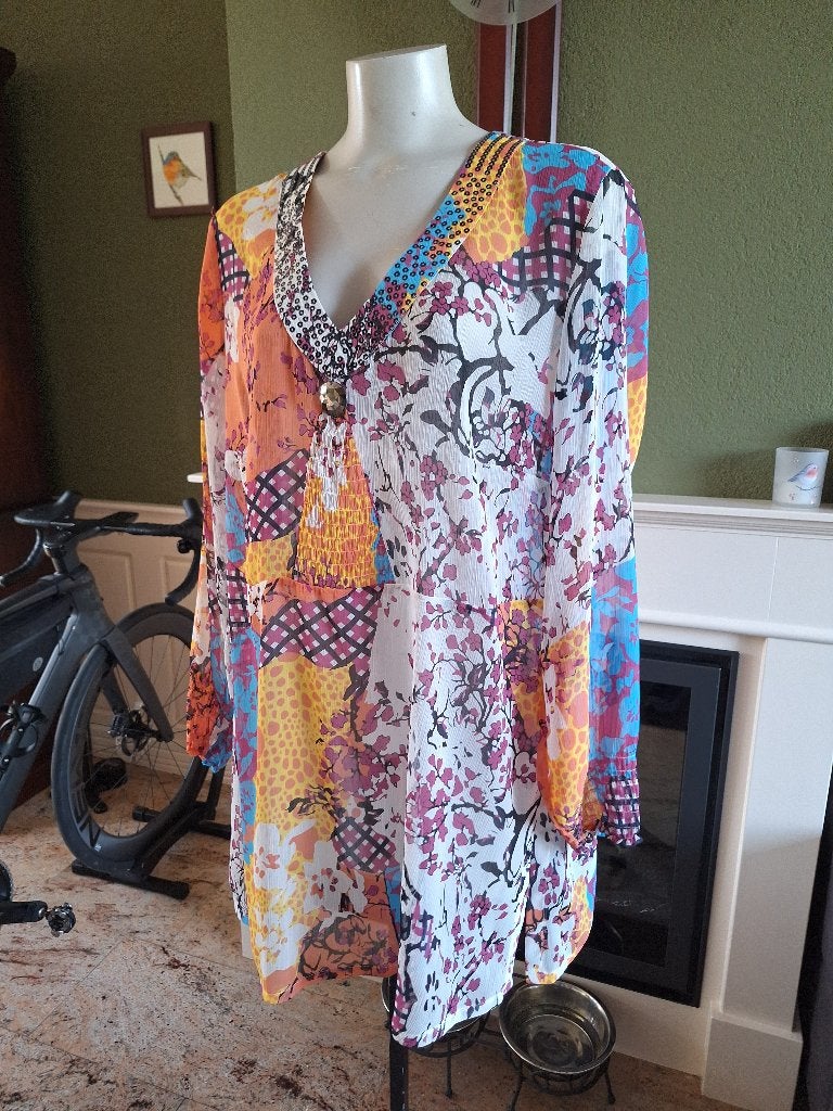 Ulla popken kleurrijke nieuwe tuniek 46/ 48, Maat 46/48 (XL) of groter, Ulla Popken, Zo goed als nieuw, Meerkleurig