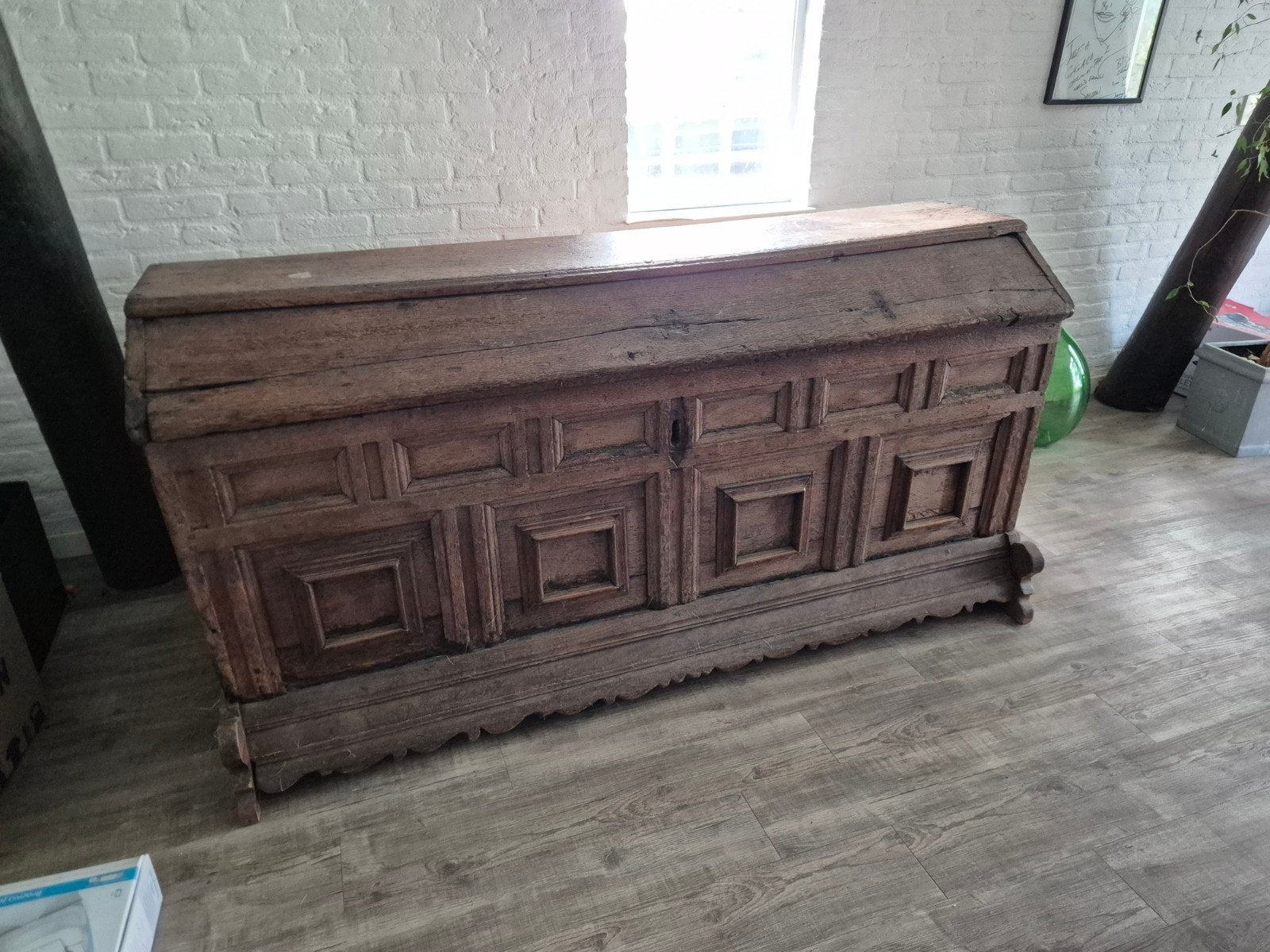 Zeldzame Antieke Eiken Dekenkist (180cm) met Zadeldak – Top, Antiek en Kunst, Ophalen