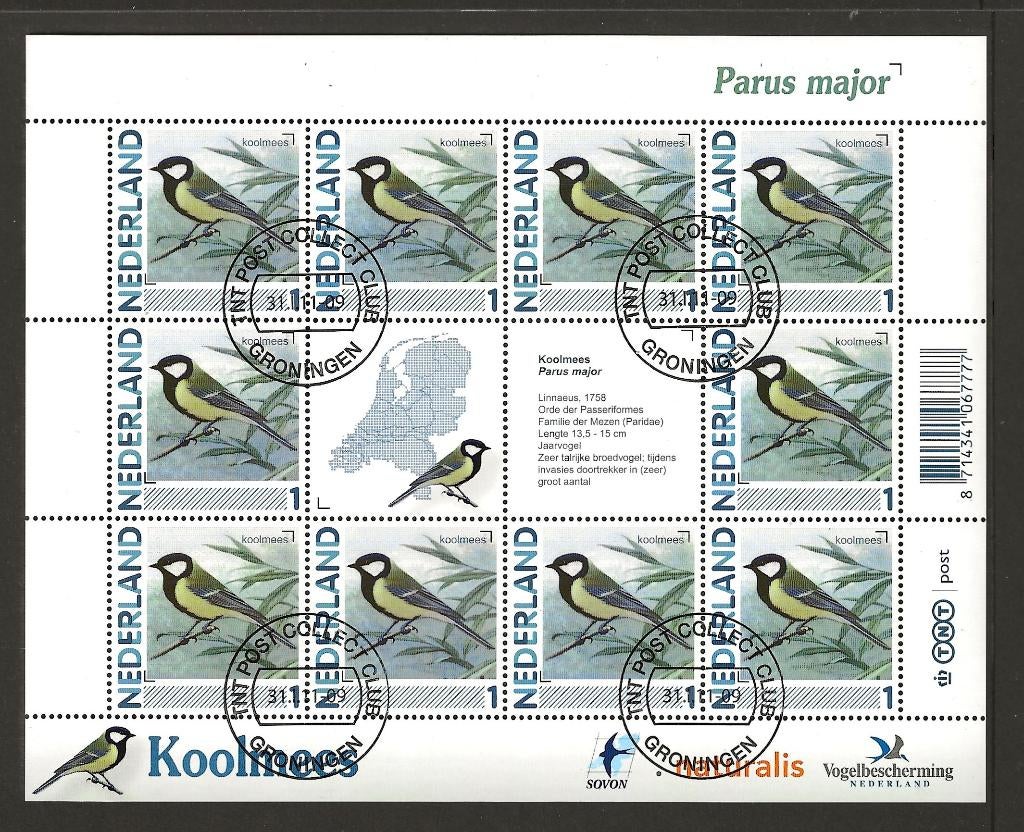 Vel Koolmees no V2788, gestempeld, Ophalen of Verzenden, Postfris