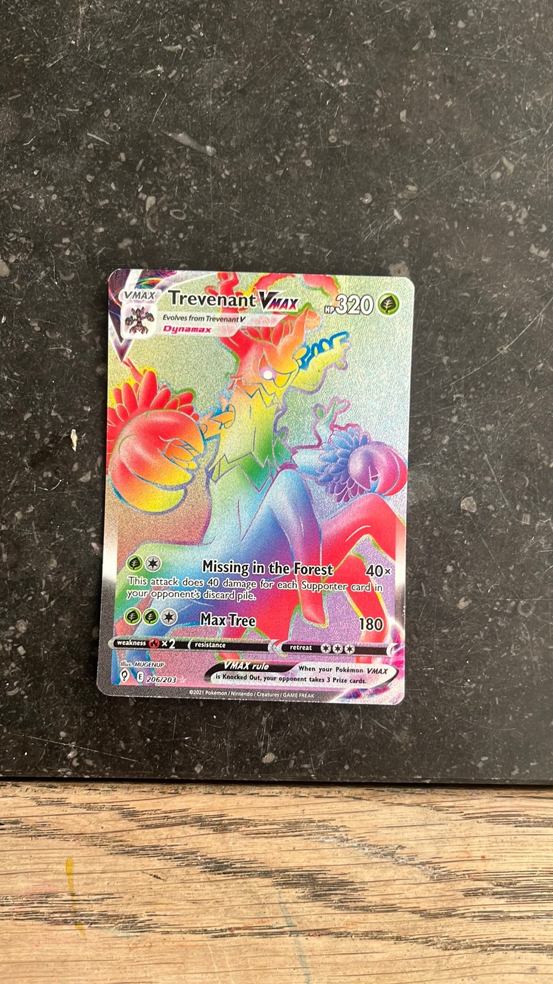 Pokemon Trevenant V max, Ophalen of Verzenden, Zo goed als nieuw, Losse kaart