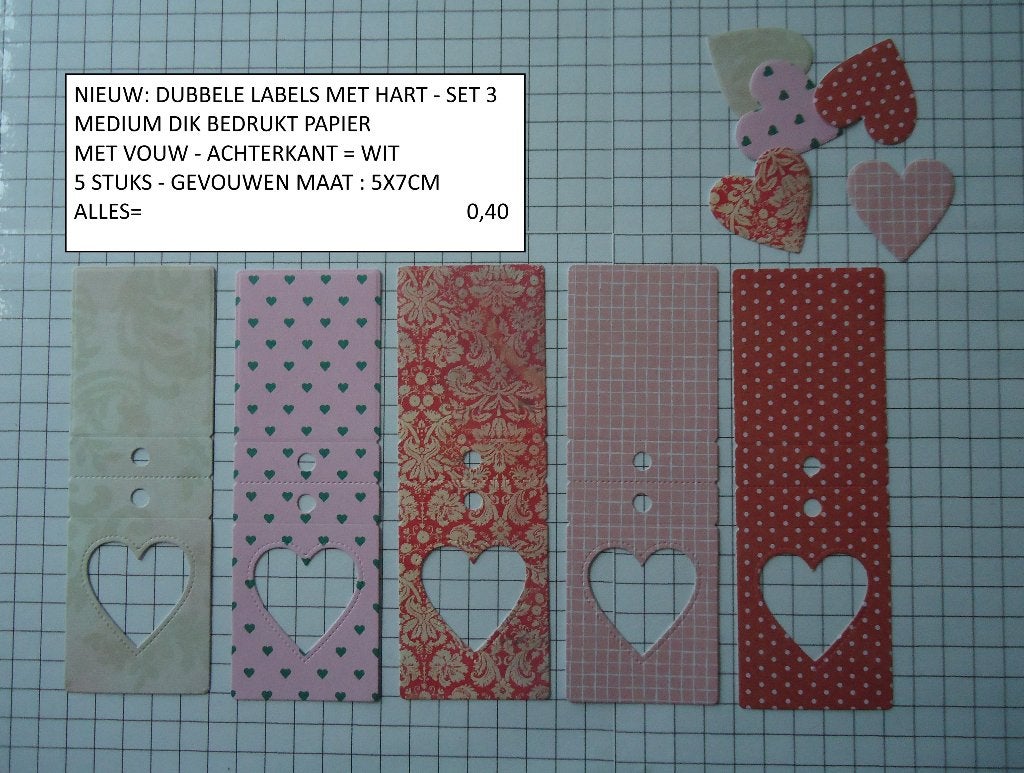 labels met losse harten set 3 ( alleen verzenden, Hobby en Vrije tijd, Ophalen, Nieuw, Versiering of Embellishment, Overige merken