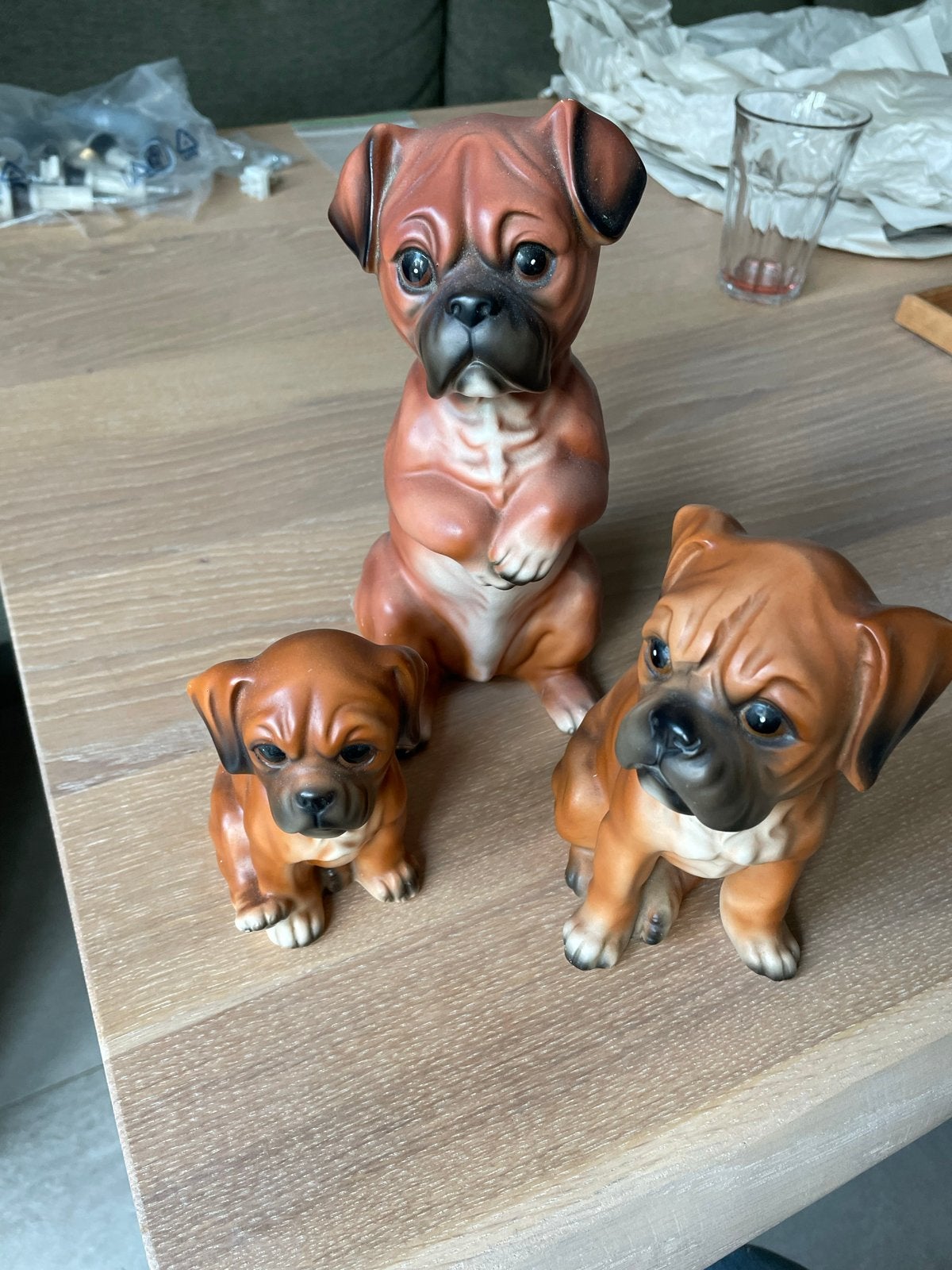 Set van 3 schattige/stoere Boxer beeldjes - Zeer waaks!, Ophalen, Zo goed als nieuw, Hond of Kat, Beeldje of Figuurtje