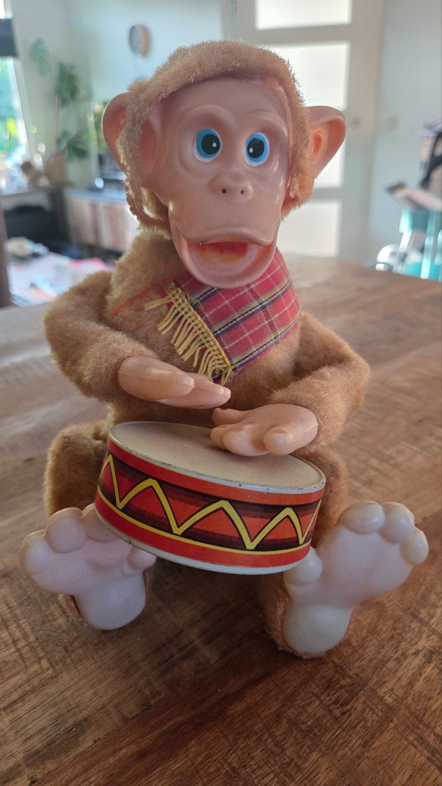 Vintage Japanse Mechanische Drumming Monkey Jaren '60, Verzamelen, Ophalen of Verzenden, Gebruikt