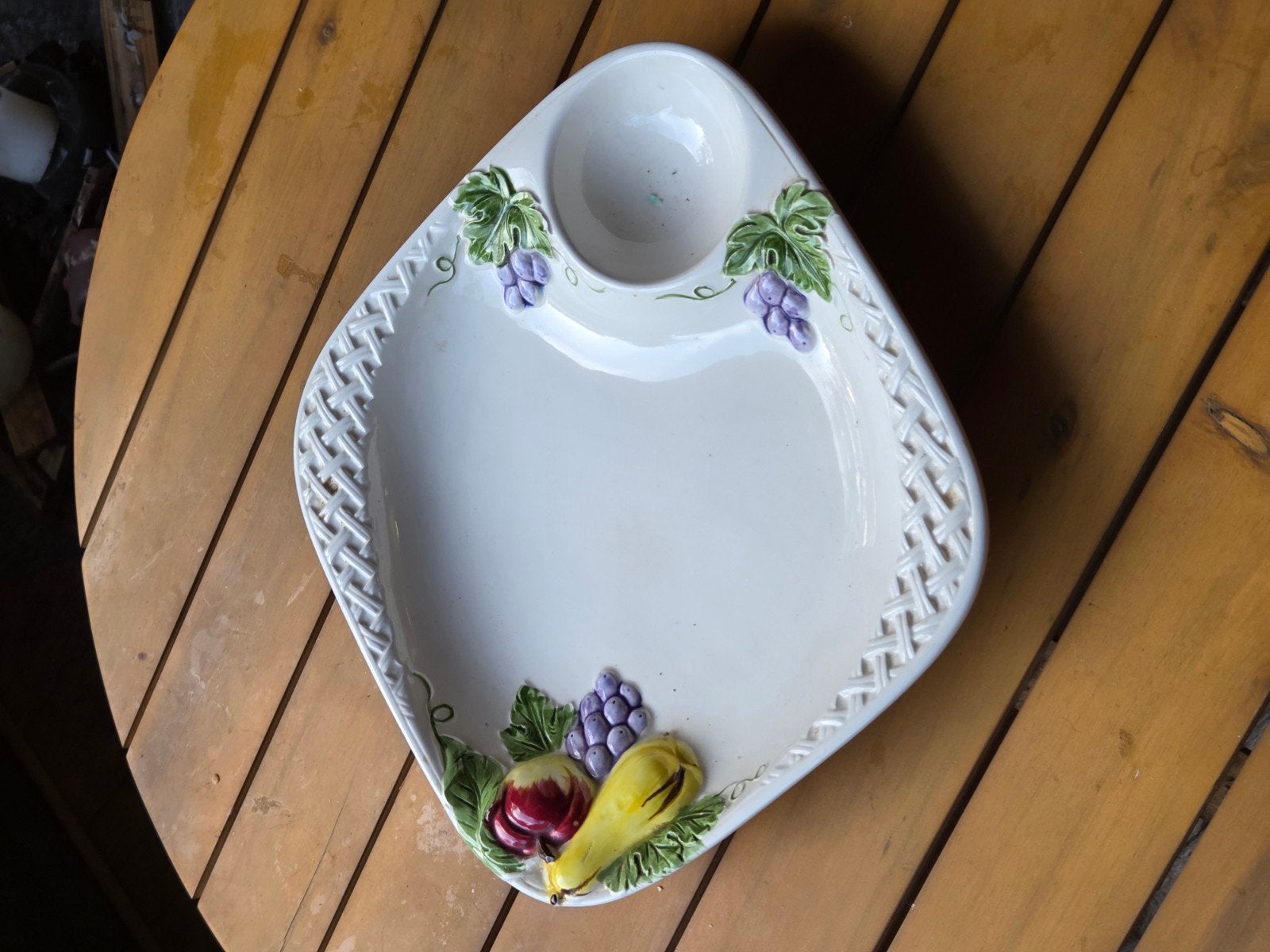 Vintage Japanse Chip & Dip Serveerschaal – Fruit & Mandrelië, Antiek en Kunst, Ophalen of Verzenden