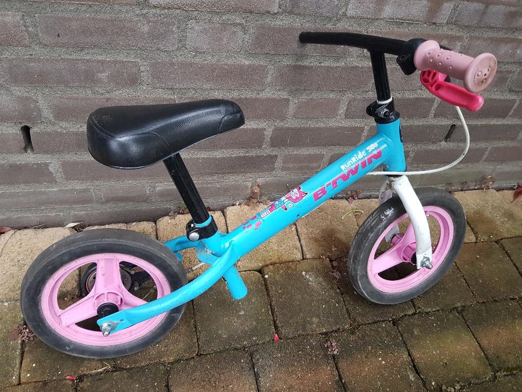 Decathlon Loopfiets Btwin blauw roze., Ophalen of Verzenden, Gebruikt, Loopfiets