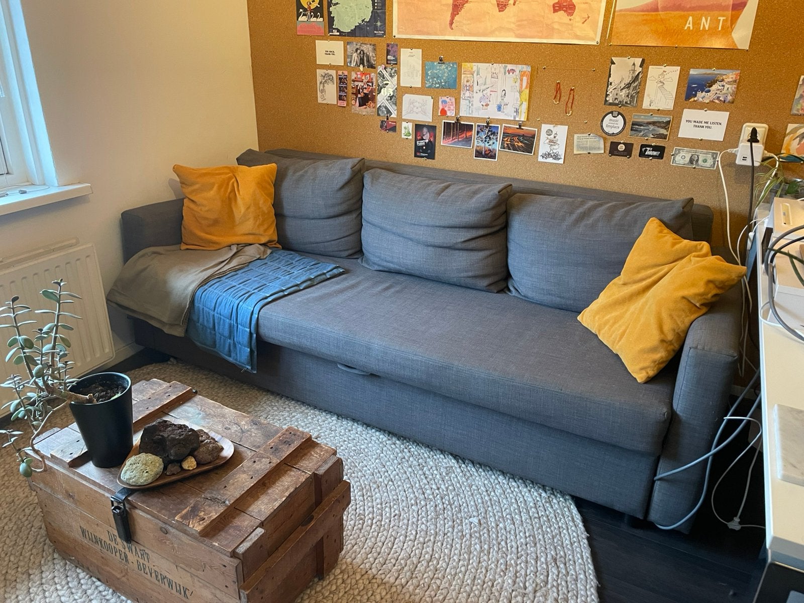 IKEA FRIHETEN Slaapbank 3-zits + Topper Comfortabel bed bank, Ophalen, Gebruikt
