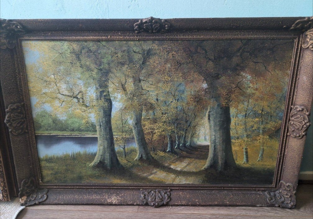Drie Klassieke Schilderijen: Bos, Boerderij & Zee, Doek, Oud hollands, Ophalen of Verzenden, Olieverf