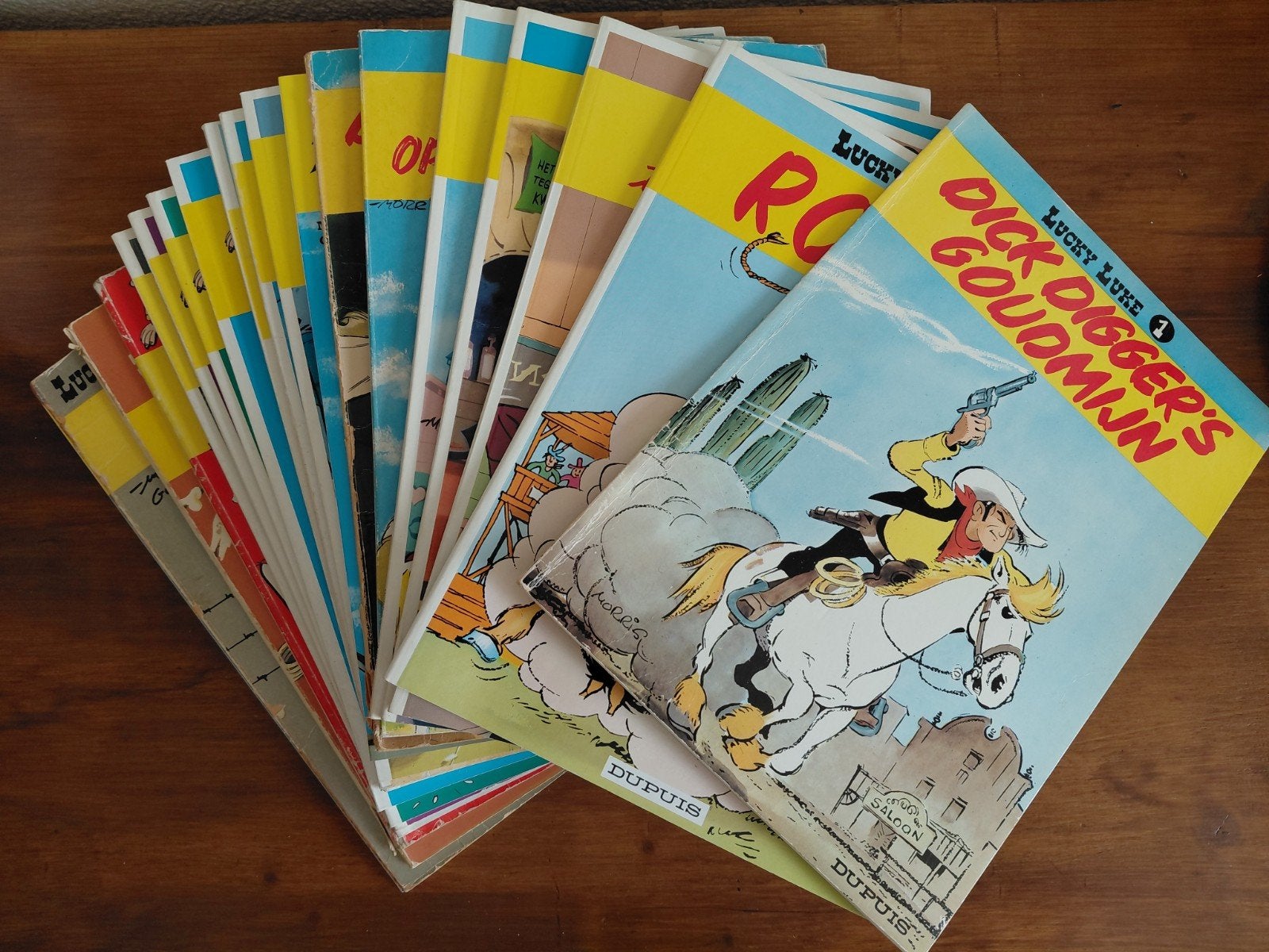 Lucky Luke stripboeken - oude Dupuis serie, Boeken, Stripboeken, Complete serie of reeks, Ophalen of Verzenden, Gelezen, Morris