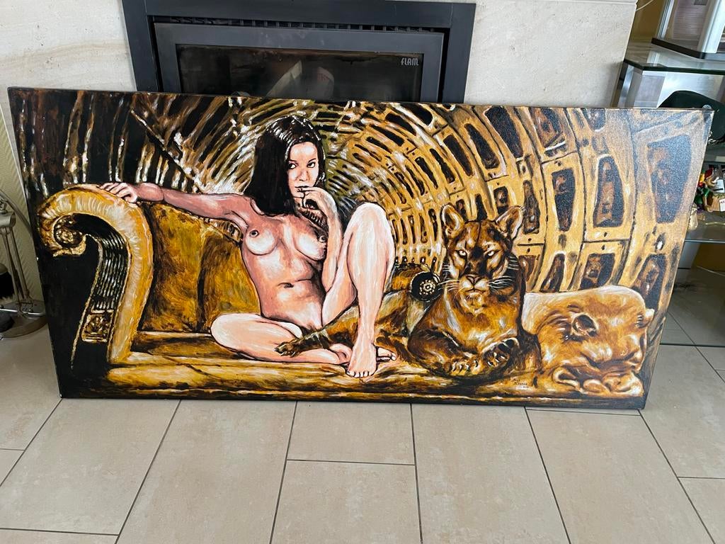 Zeer groot origineel erotisch schilderij van jack tribeman, Ophalen