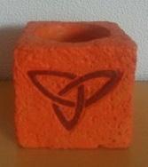waxinelichthouder keramiek keltisch motief oranje -theelicht, Ophalen, Nieuw