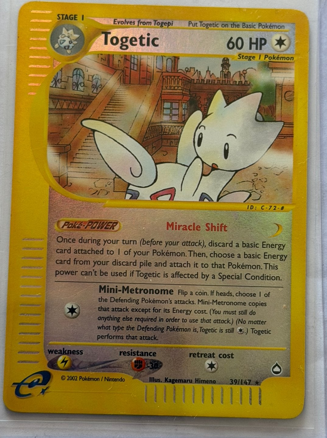 Togetic Pokémon Kaart 39/147 - 2002, Ophalen of Verzenden, Gebruikt, Losse kaart