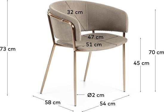Kave home eetkamerstoel Taupe beige, 1 kruk, Ophalen, Zo goed als nieuw, 60 tot 90 cm