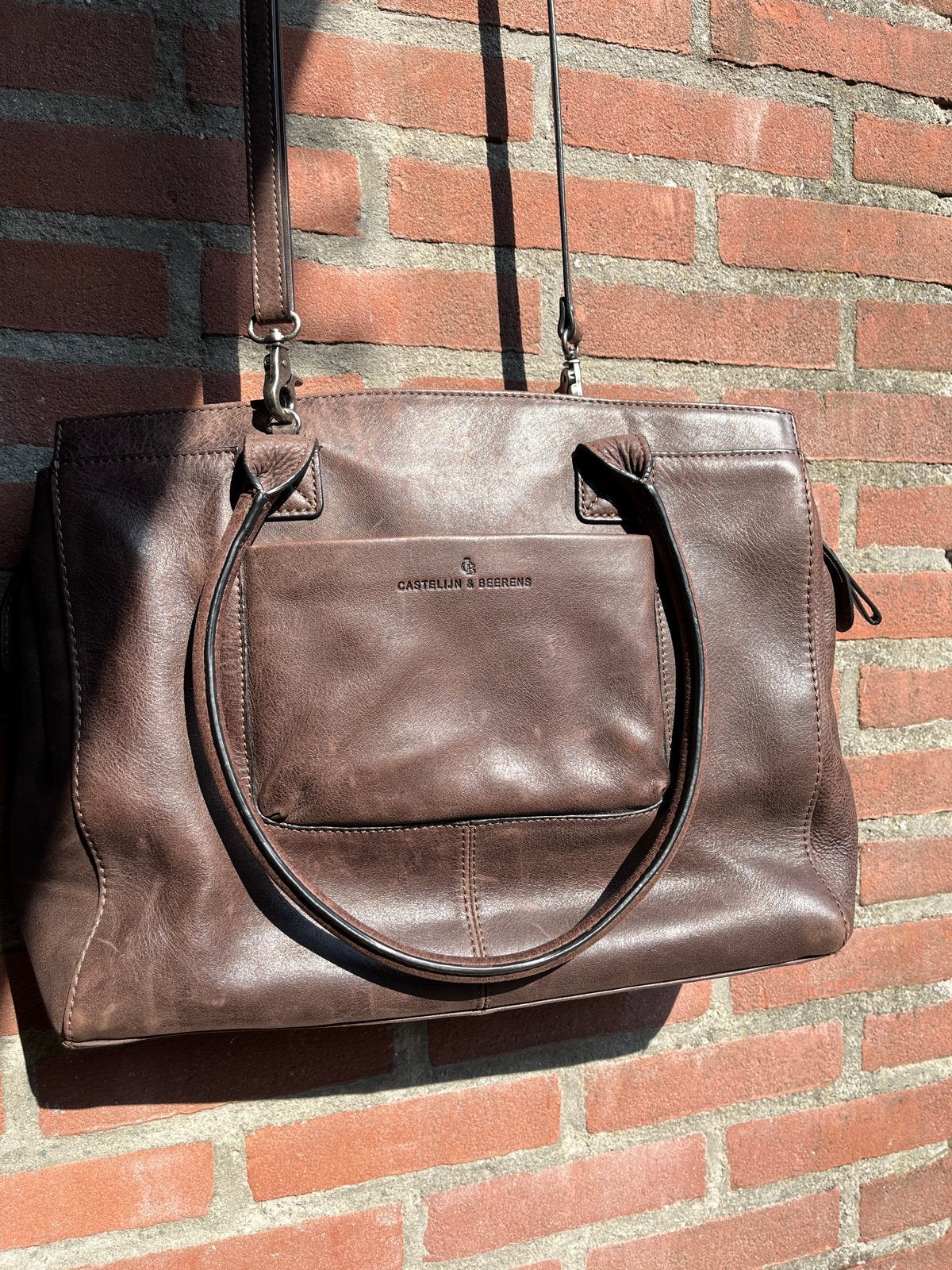 Castelijn & Beerens Leren laptop tas - Bruin, Ophalen, Gebruikt