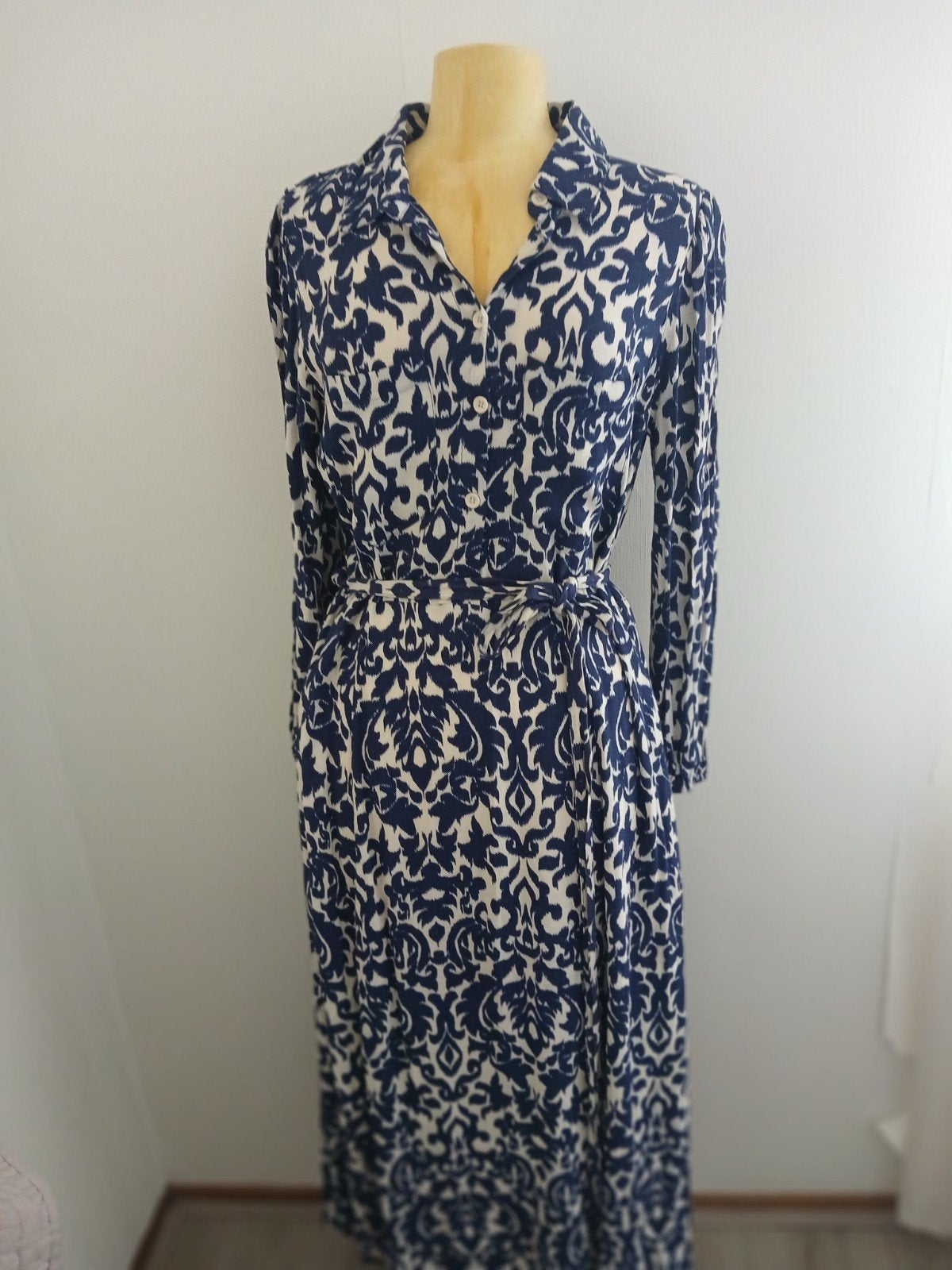 ZARA  Maxi jurk dk blauw wit mt 42 44, Kleding | Dames, Jurken, ZARA, Overige kleuren, Verzenden, Maat 42/44 (L)