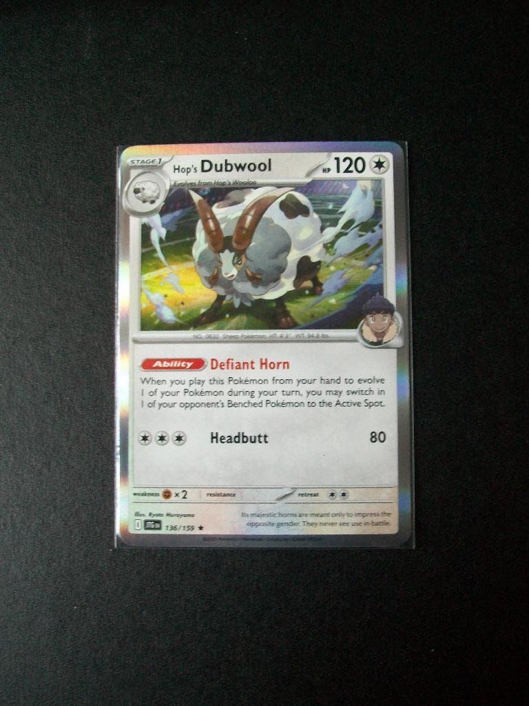 2135. Nieuwe Pokemon Kaart Holo Rare Hop's DUBWOOL 136/159, Verzenden, Nieuw, Losse kaart, Foil