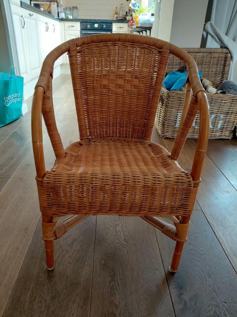 Vintage gevlochten rotan kinderstoel, Ophalen, Gebruikt, Overige typen