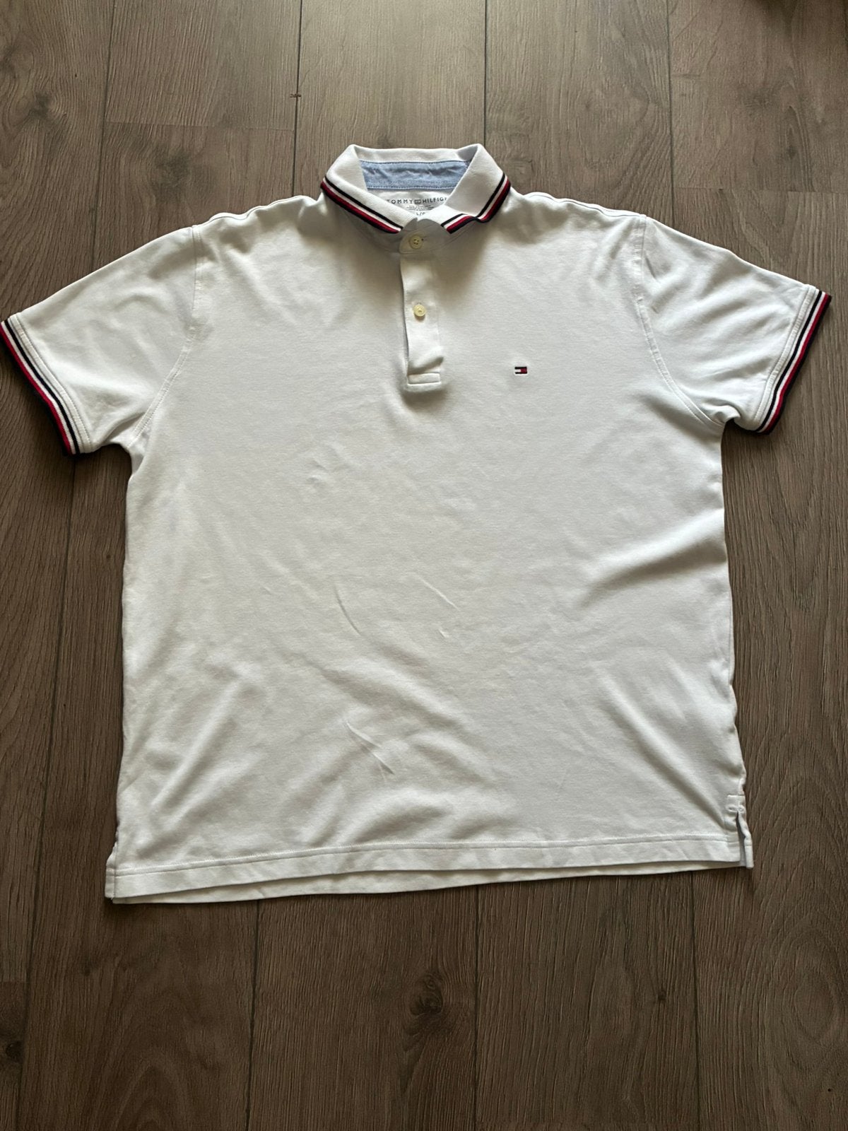 Tommy hilfiger wit maat L, Kleding | Heren, Polo's, Verzenden, Zo goed als nieuw, Maat 52/54 (L), Wit