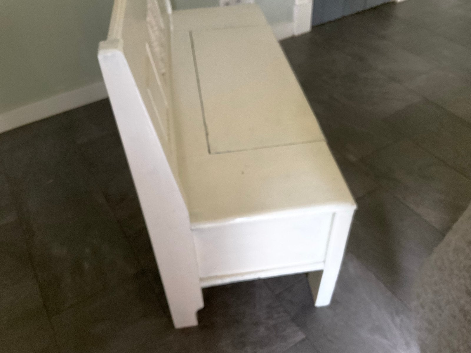Witte houten klepbank met opbergruimte , 1.20 bij 48 cm, Ophalen