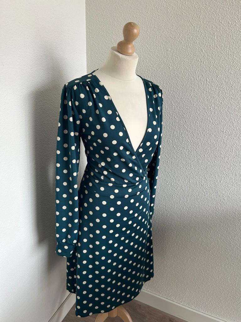 King Louie maat L polkadot jurk 1859, Kleding | Dames, Jurken, Blauw, Maat 42/44 (L), Ophalen of Verzenden, Zo goed als nieuw