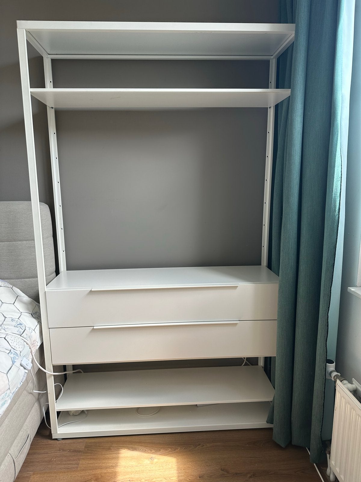 Ikea Fjalkinge kast met 2 lades en verstelbare planken, Ophalen, Gebruikt, 100 tot 150 cm, Met lade(s)