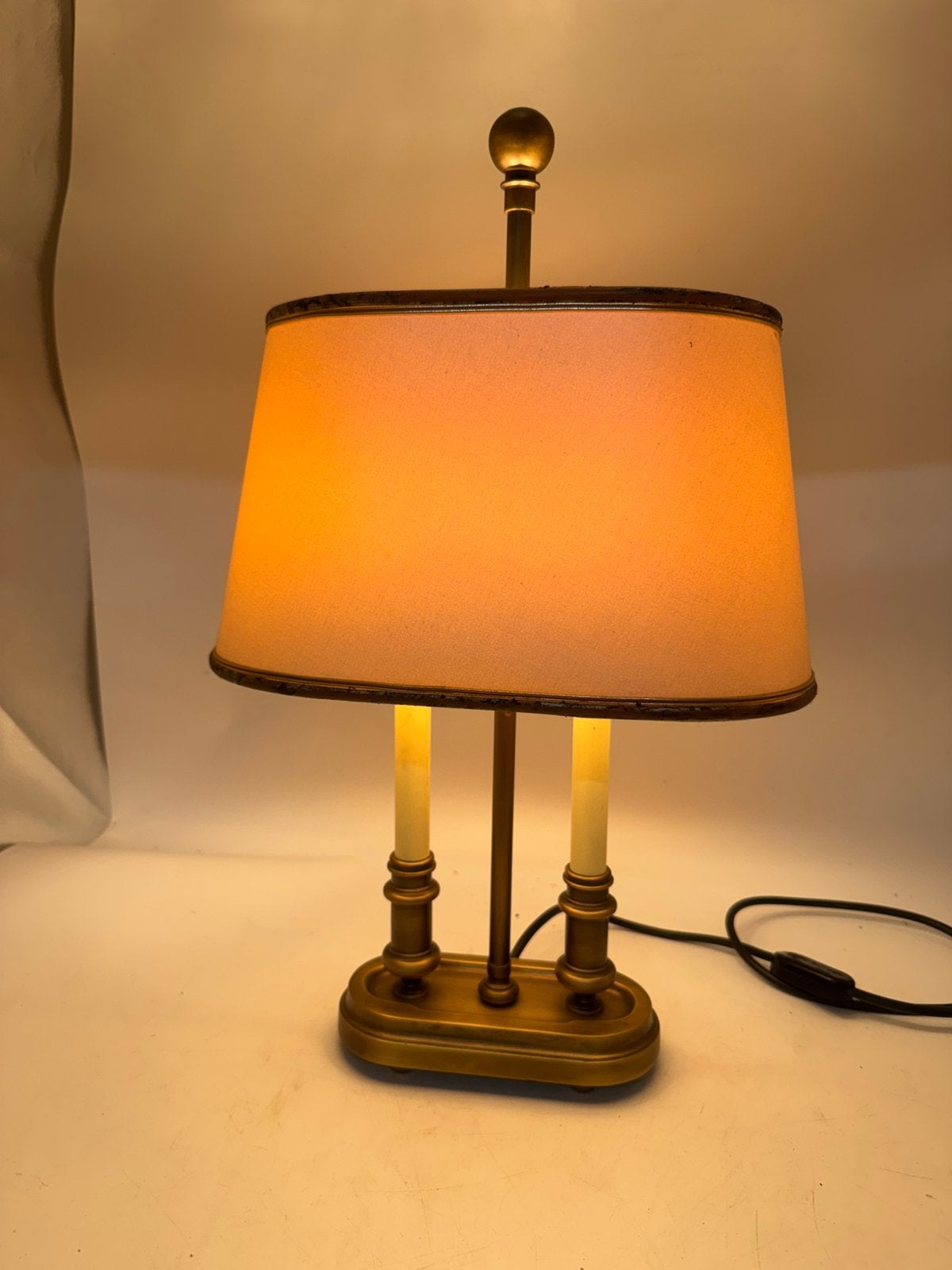 Vintage Messing Tafellamp 2-Lichts | Schemerlamp Dressoir 50, Ophalen of Verzenden