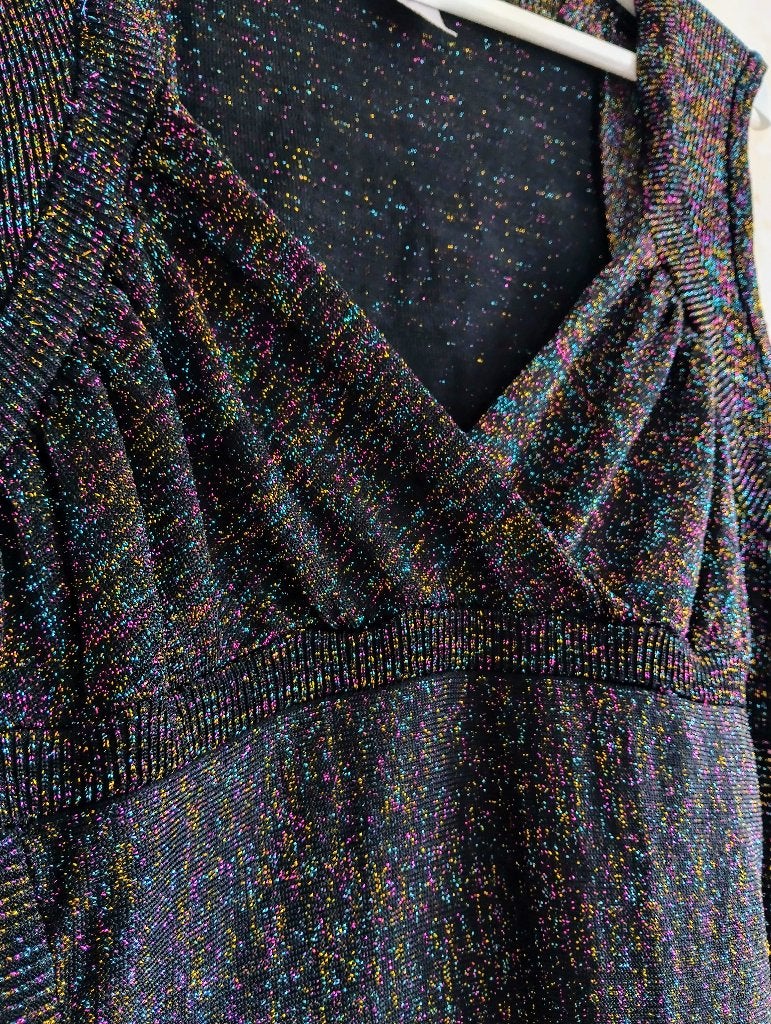 Zwart met lurex glitter bodycon jurk H&M - maat Large, H&M, Zwart, Maat 42/44 (L), Ophalen of Verzenden