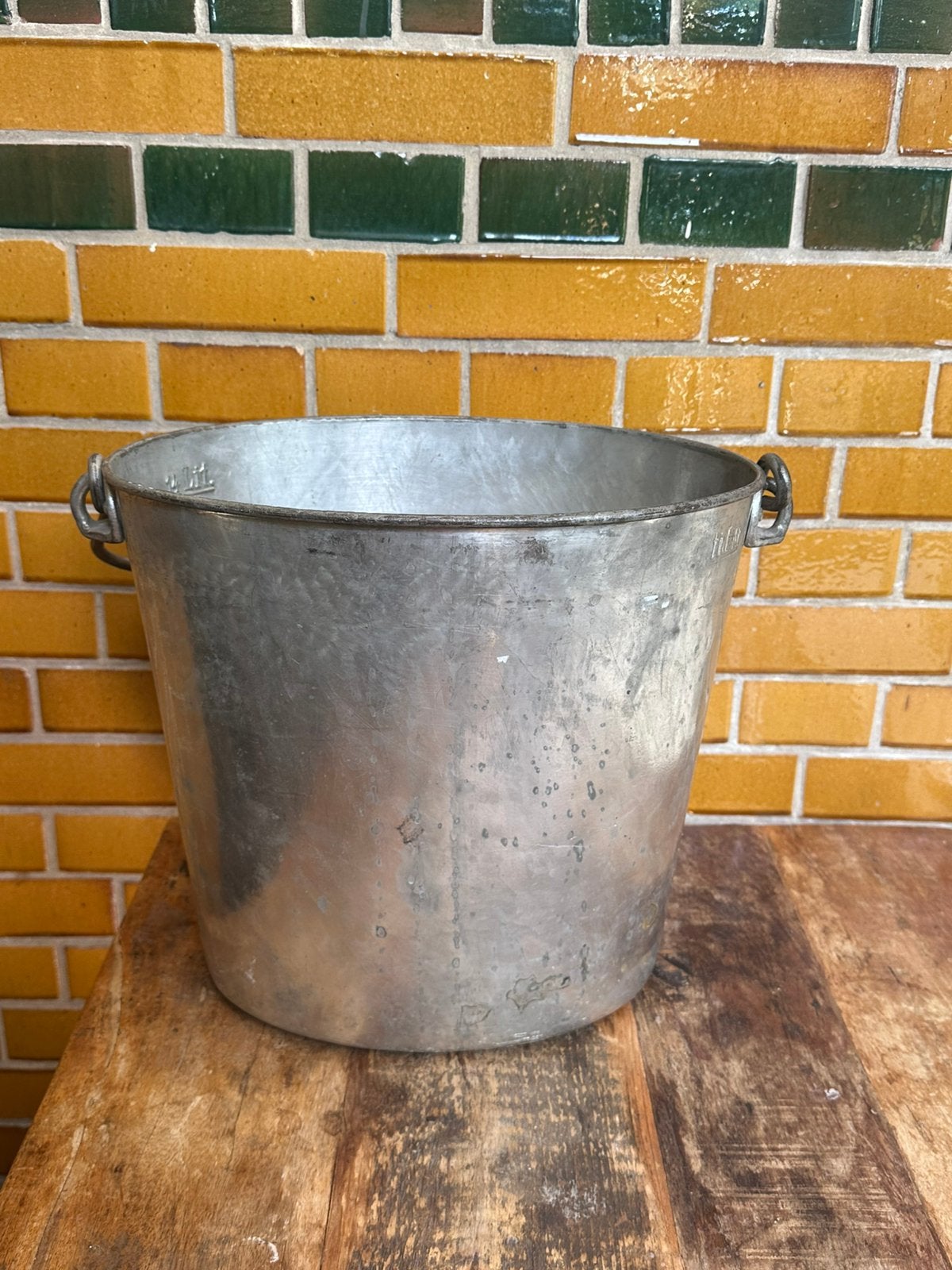 Oude aluminium melkemmer 14 liter – vintage boerenemmer, Ophalen