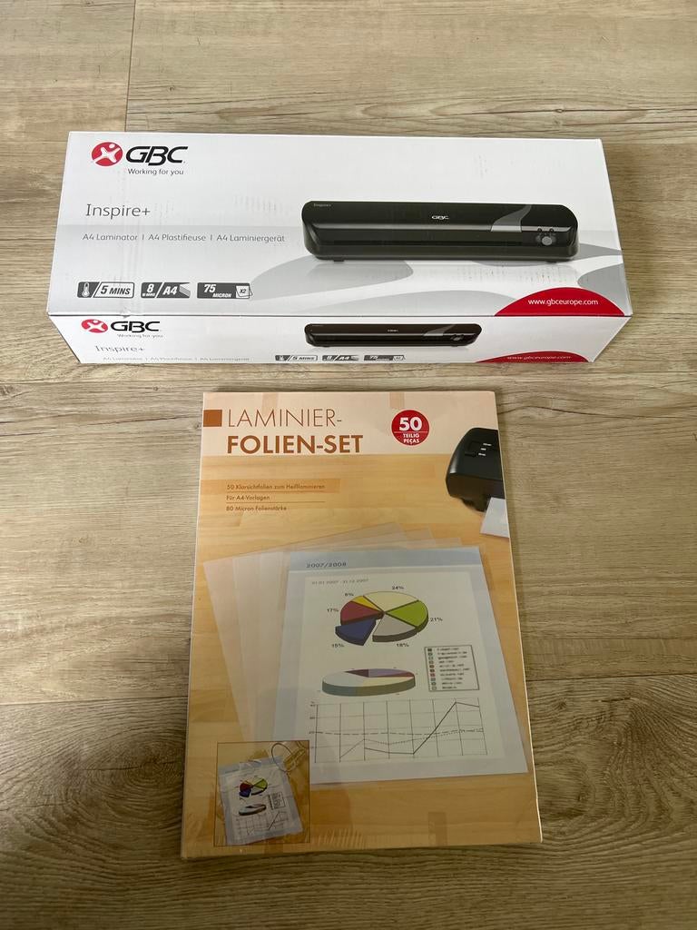 GBC Inspire+ A4 lamineerapparaat met lamineerhoezen -Set, Ophalen of Verzenden, Gebruikt