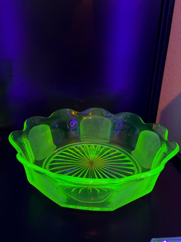 Uranium Glas Schaal uv395, 22cm, Ophalen of Verzenden