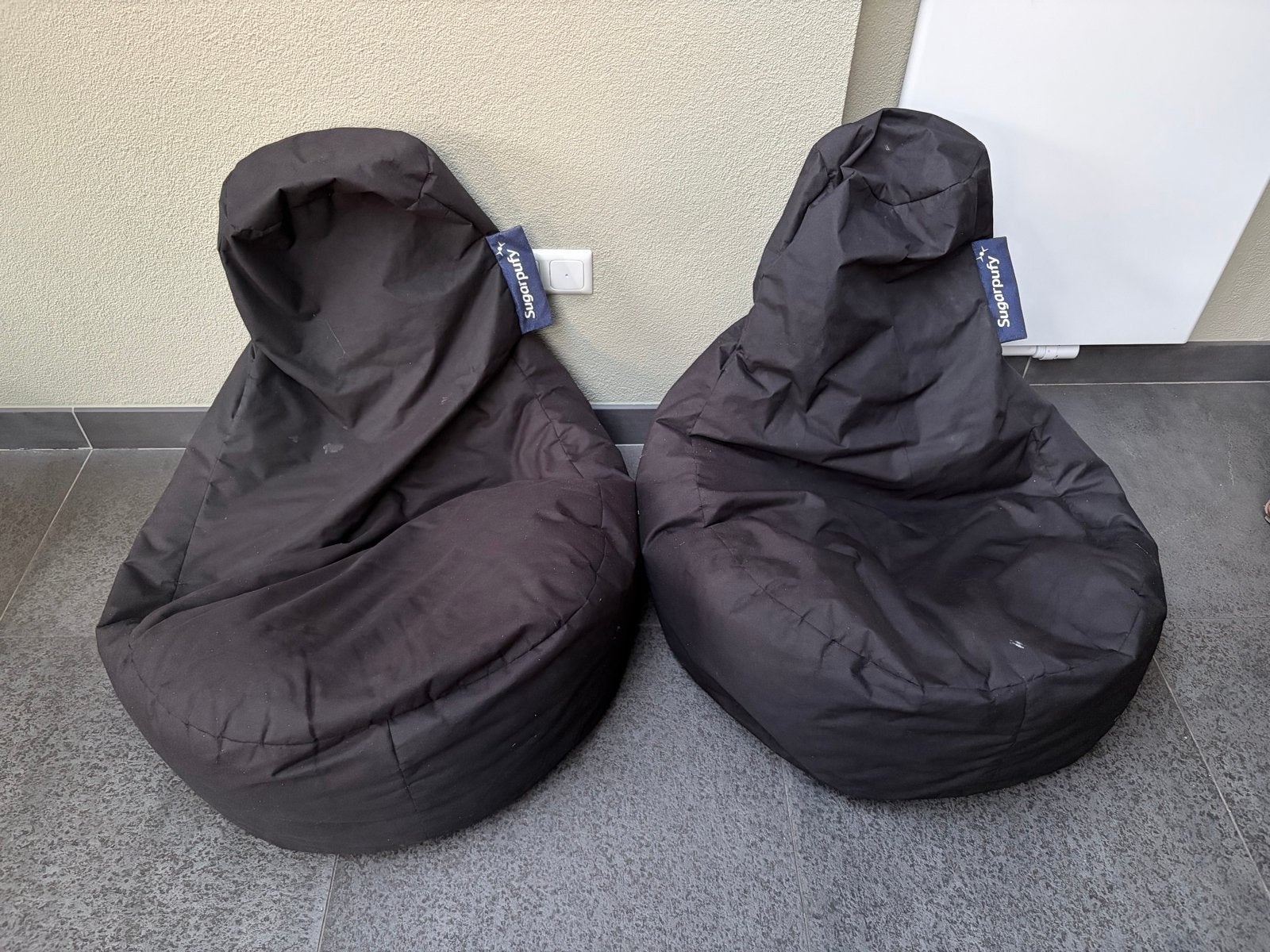 2x Sugarpufy Zitzakken met uitwasbare hoes, Huis en Inrichting, Ophalen of Verzenden, Gebruikt, Zwart, Zitzak