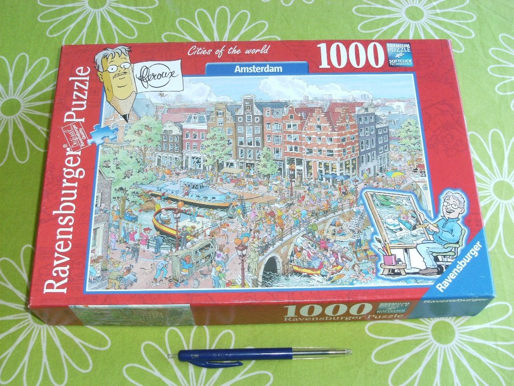 Fleroux - Cities of the World Amsterdam - 1000 stukjes, Ophalen of Verzenden, 500 t/m 1500 stukjes, Zo goed als nieuw, Legpuzzel