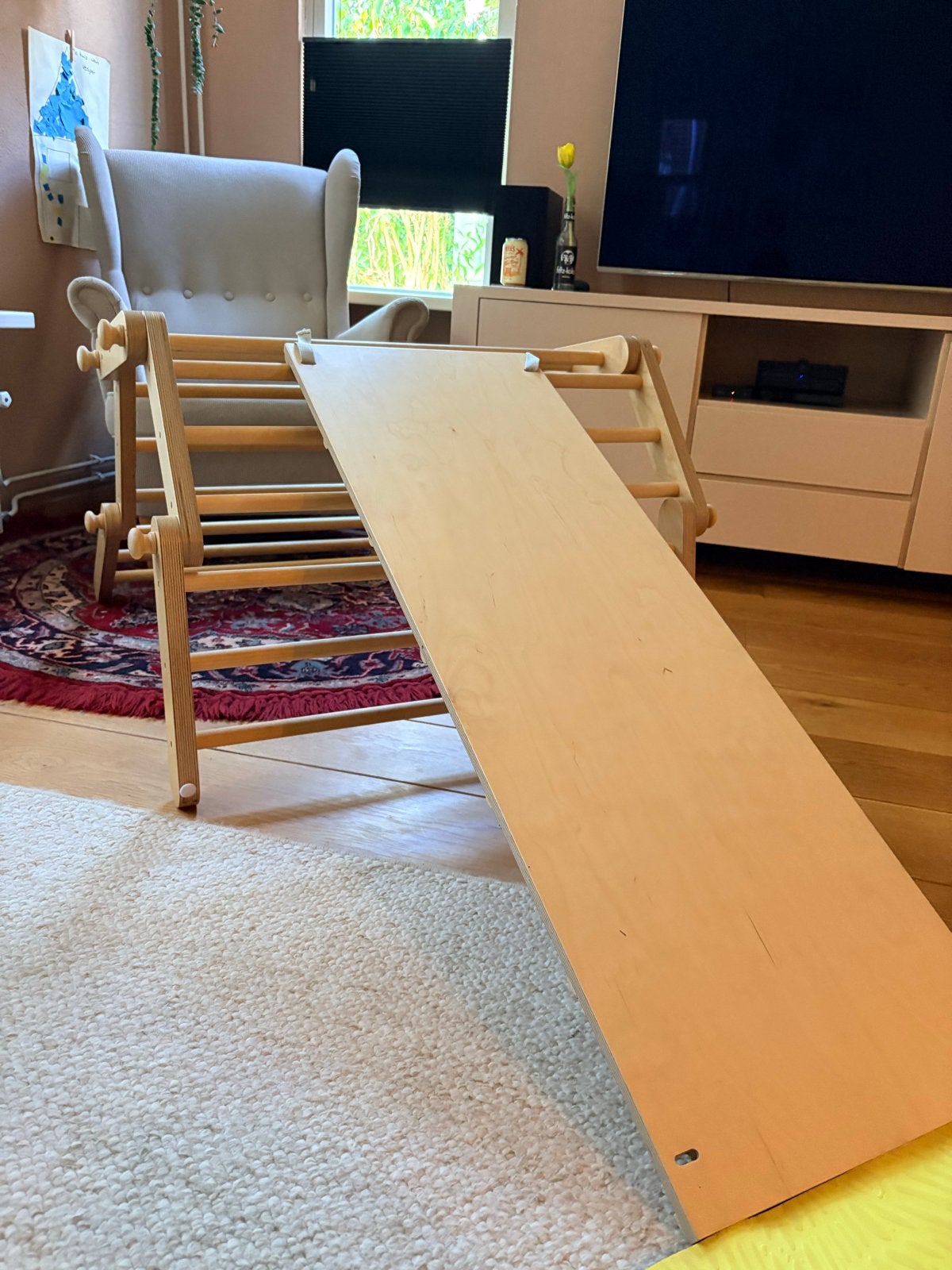 Houten Klimrek met Glijbaan - Montessori Speelgoed, Kinderen en Baby's, Speelgoed | Buiten | Speeltoestellen, Ophalen, Gebruikt
