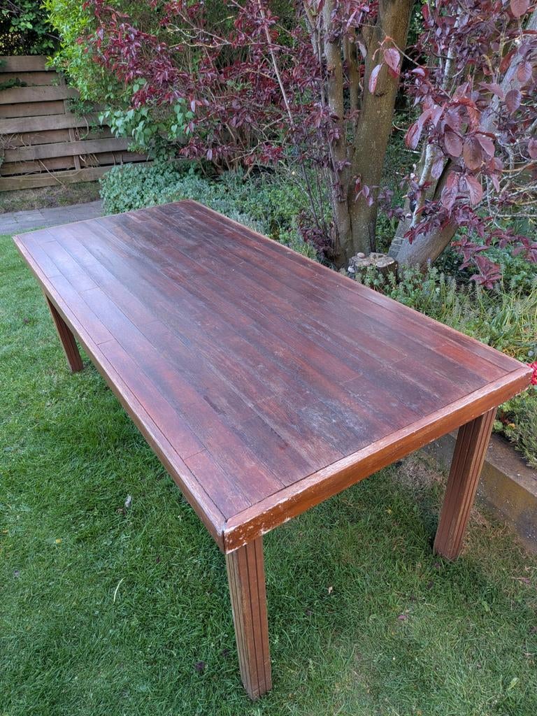 Zelfgemaakte houten tafel, Huis en Inrichting, Tafels | Eettafels, Ophalen, Gebruikt, 200 cm of meer, 50 tot 100 cm