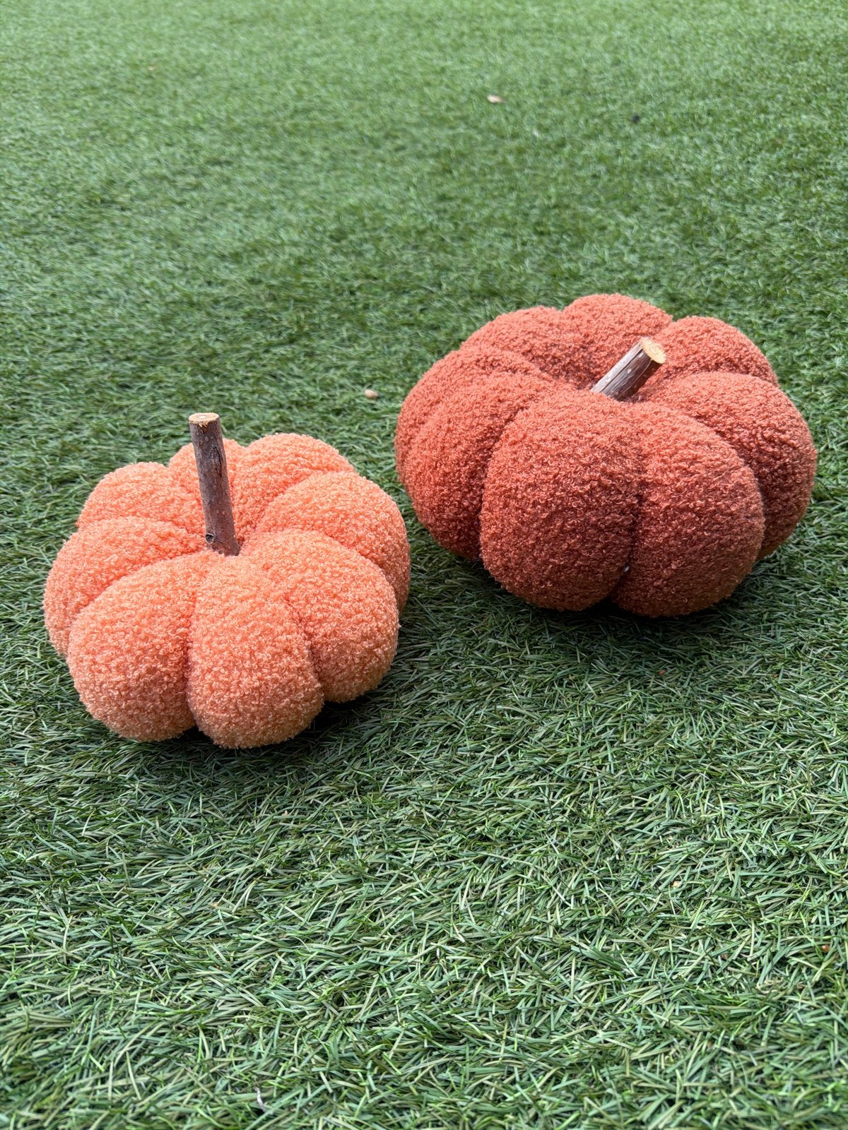 2 decoratieve teddy pompoenen, Ophalen, Overige stijlen, Zo goed als nieuw, Oranje