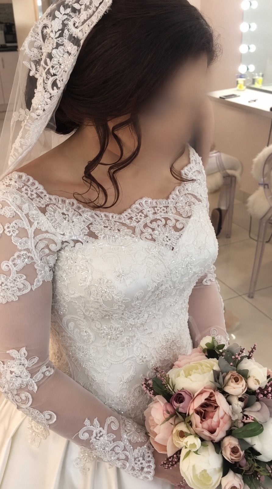 Luxe Trouwjurk Franse kant & Swarovski kristallen + sluier, Kleding | Dames, Ophalen of Verzenden, Nieuw, Wit, Trouwjurk