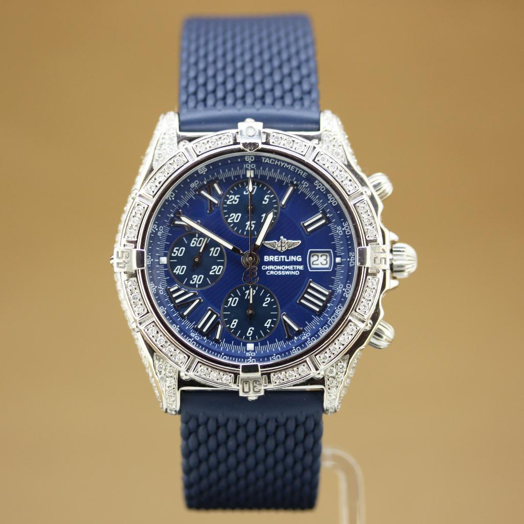 Breitling Crosswind Full Diamant A13355, Sieraden, Tassen en Uiterlijk, Horloges | Heren, Gebruikt, Polshorloge, Breitling, Staal