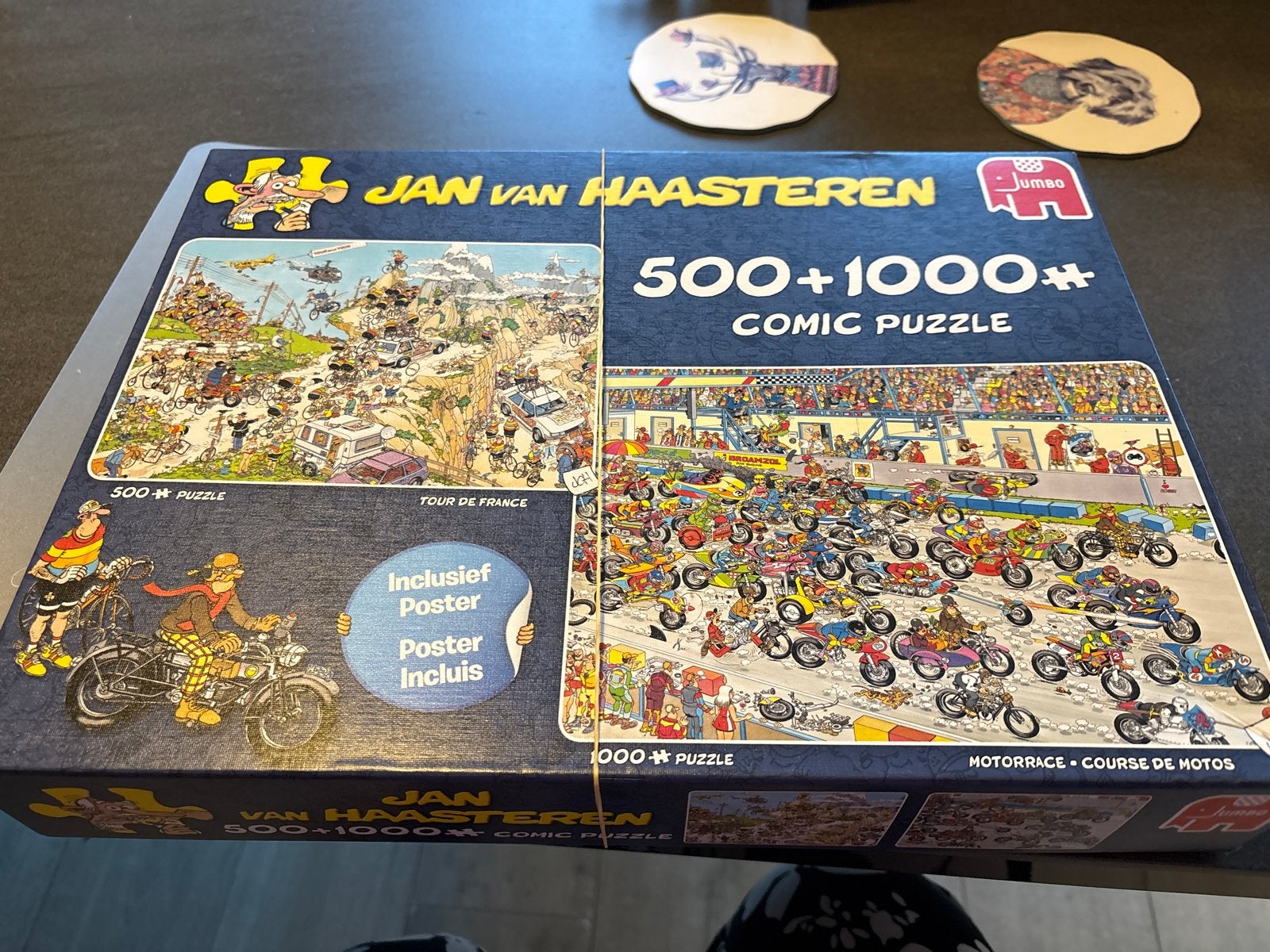 Jan van Haasteren Comic Puzzel: Tour de France & Motorrace, Ophalen of Verzenden, 500 t/m 1500 stukjes, Gebruikt, Legpuzzel