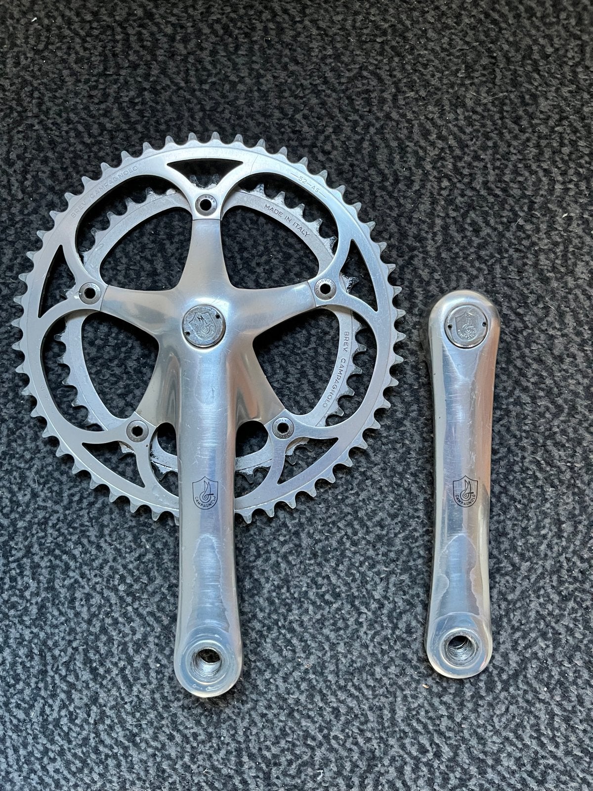 Campagnolo Crankstel 170mm 52-45T - Vintage Racefiets, Crankstel of Pedalen, Gebruikt, Ophalen of Verzenden, Aluminium