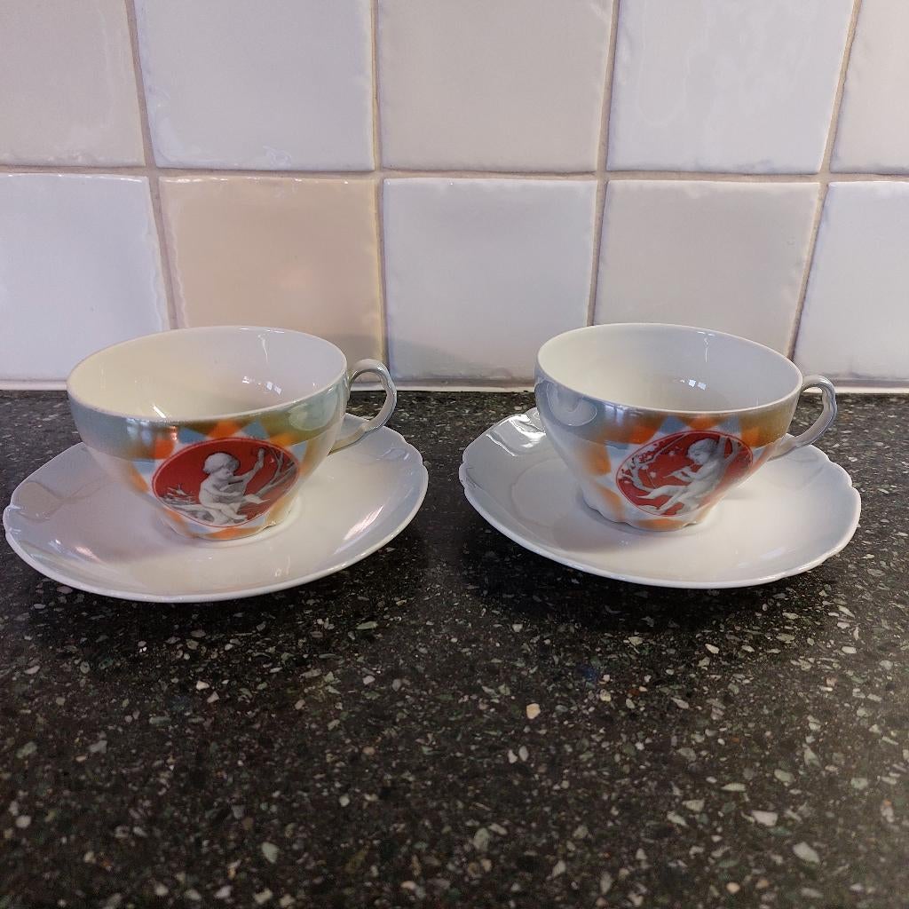 Victoria China kopjes en schotels uit Tsjecho-Slowakije, Antiek en Kunst, Ophalen of Verzenden