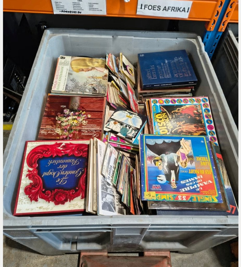 Partij lp's - langspeelplaten en aantal singeltjes palletbak, Cd's en Dvd's, Vinyl | Pop, Ophalen, Gebruikt, LP