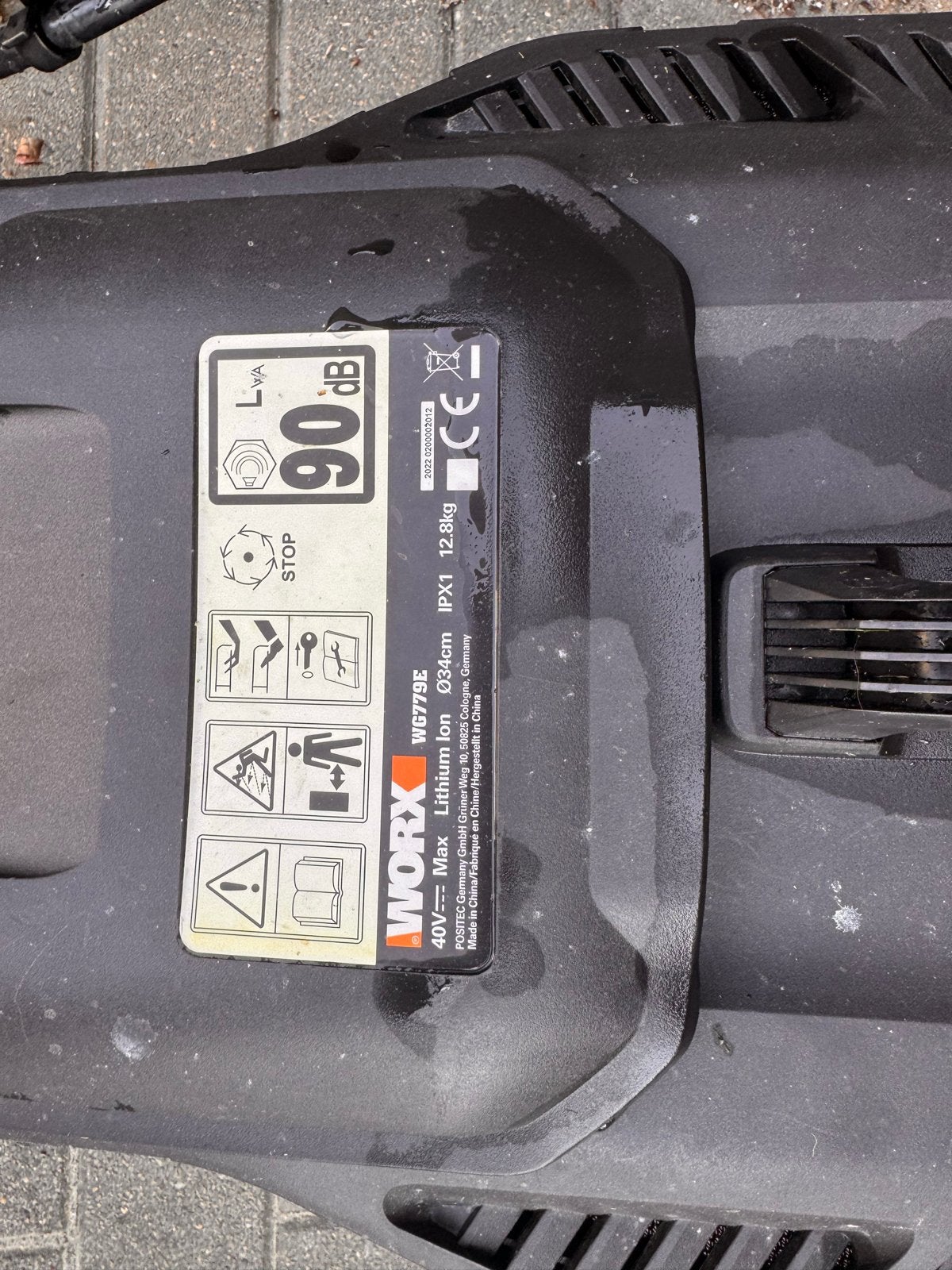 Worx WG779E Accu Grasmaaier 40V - 34cm Maaibreedte, Ophalen, Cirkelmaaier, Accu-grasmaaier, Zo goed als nieuw