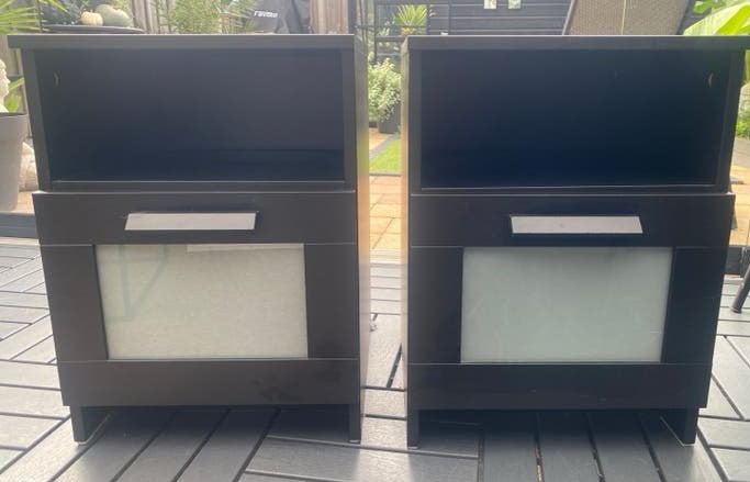 2 IKEA BRIMNES nachtkastjes zwart 39x41x53 cm, Ophalen, Minder dan 45 cm, 55 tot 70 cm, Zo goed als nieuw