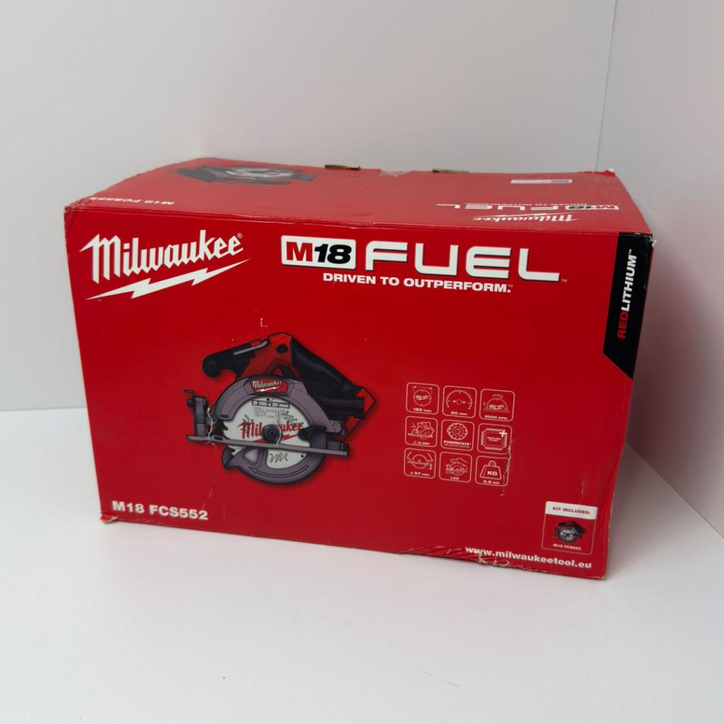 Milwaukee Fuel M18 FCS552 Accu Cirkelzaag Body | Nieuw, Milwaukee, Zo goed als nieuw, Support@milwaukee.com, Milwaukee Electric Tool Corporation, 13135 W. 
Lisbon Road, Brookfield, WI 53005
USA