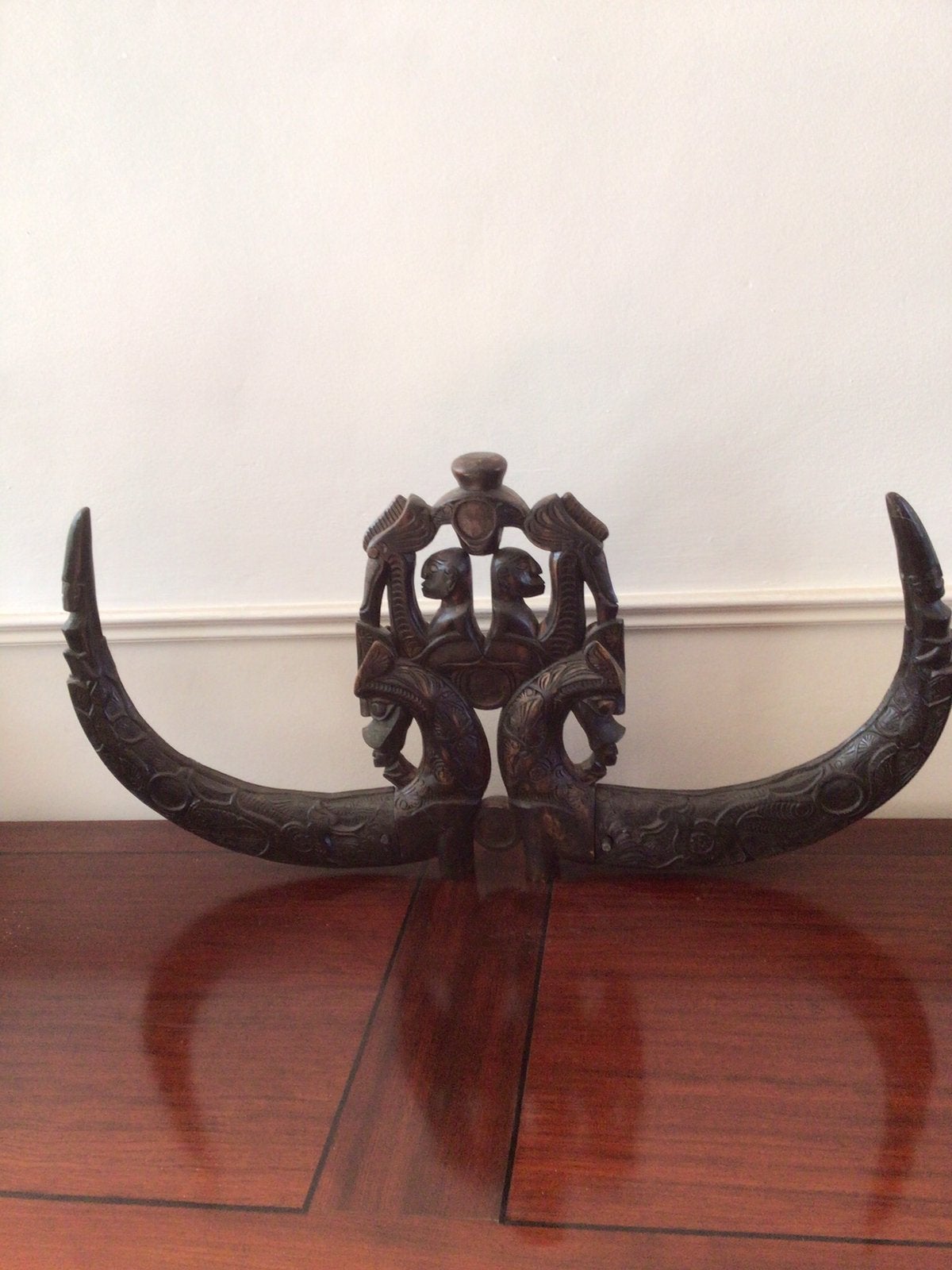 Dubbele medicijnhoorn, Batak, Sumatra, Indonesië, Antiek en Kunst, Ophalen