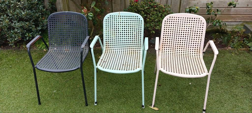 3 GRATIS tuinstoelen., Tuin en Terras, Ophalen, Gebruikt, Metaal