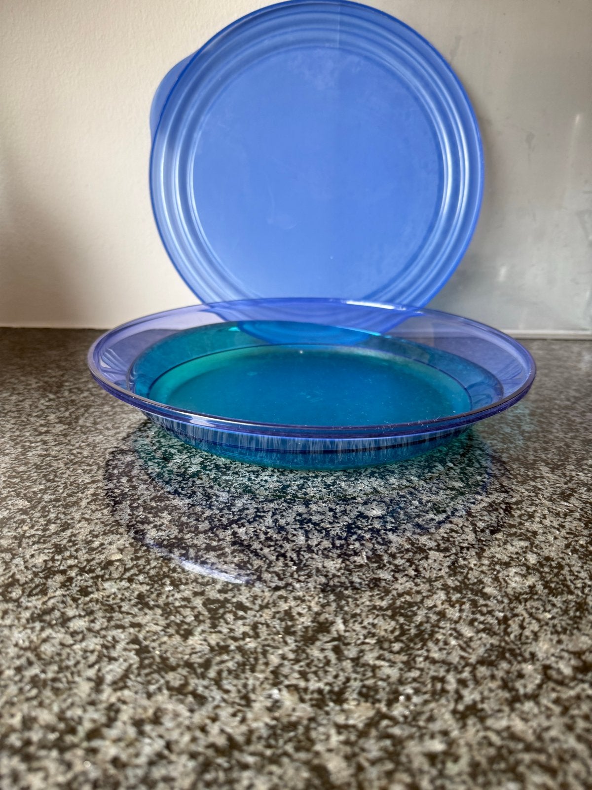 Tupperware serveerschaal met deksel 1.5L - Gebruikt, Gebruikt, Schaal, Blauw, Ophalen of Verzenden